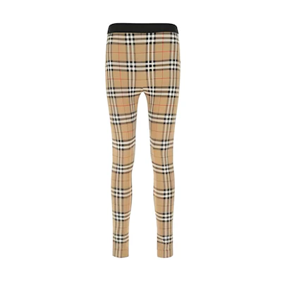 (Women) Burberry SS23 Mid-Rise Slim Fit Plaid Leggings for Women. 8049478