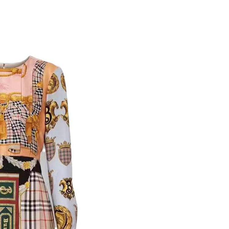 (Women) Burberry SS23 Pattern Patchwork Printed Long Sleeve Dress Women Multicolor. 80037741 圖 4