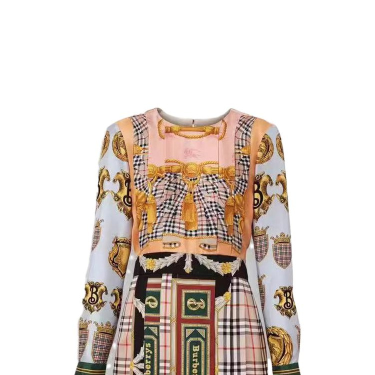 (Women) Burberry SS23 Pattern Patchwork Printed Long Sleeve Dress Women Multicolor. 80037741 圖 7