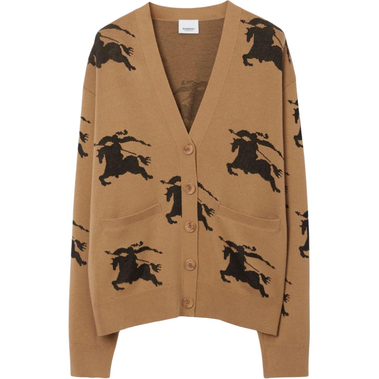 Buy (Women) Burberry SS23 Patterned V-Neck Long Sleeve Sweater Brown . 8070328