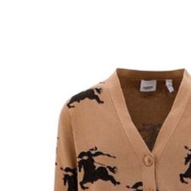 Shop (Women) Burberry SS23 Patterned V-Neck Long Sleeve Sweater Brown . 8070328