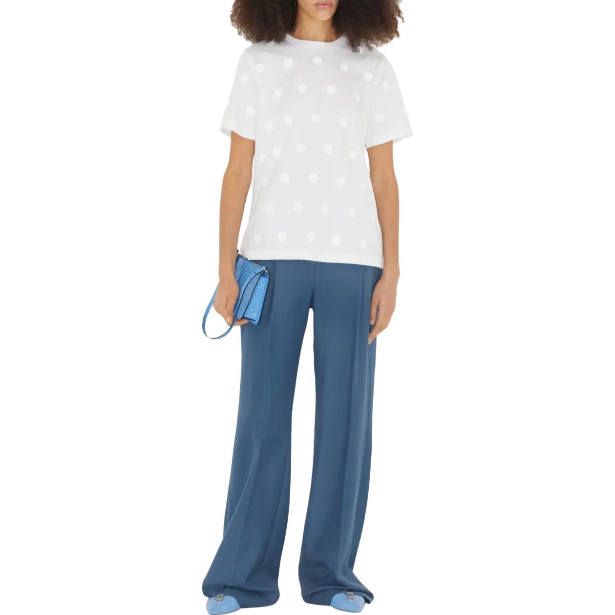 Lookbook (W) 博柏利 SS23 波点印花圆领短袖T恤 女士 白色 80662921