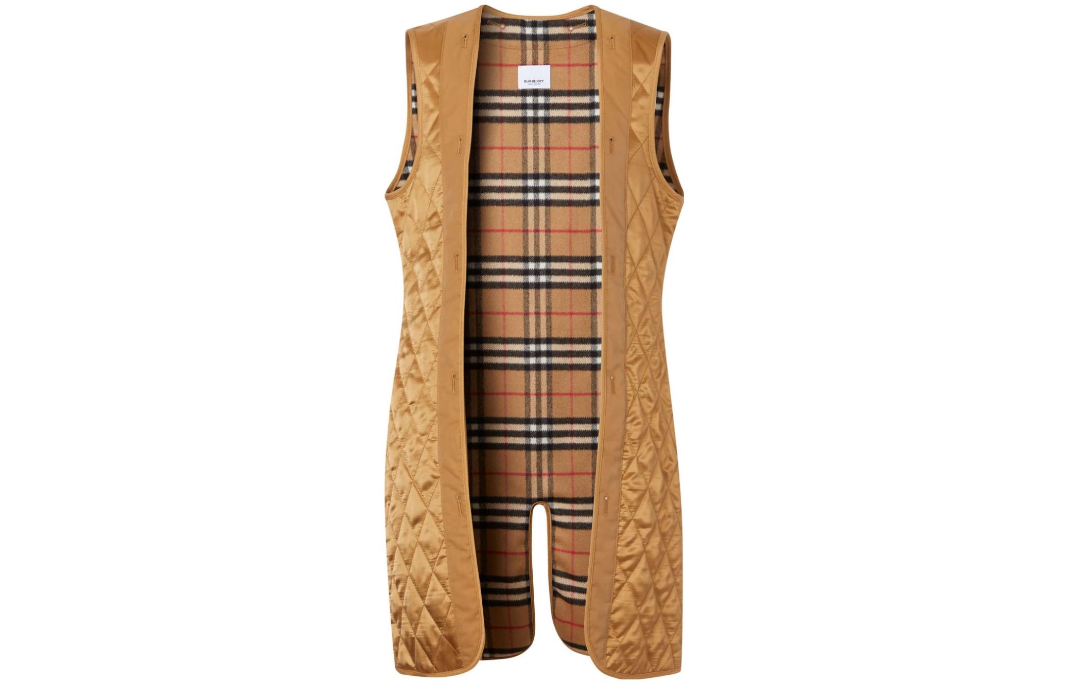 (Women) Burberry SS23 Quilted Colorblock Check Vest Khaki (). 80247541