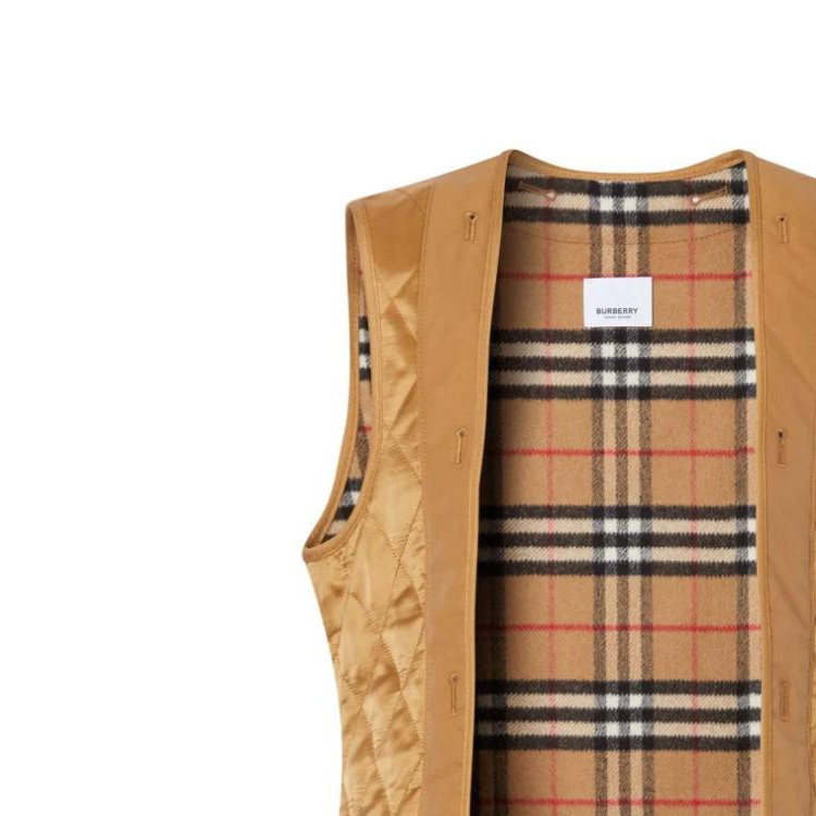 Lookbook (W) 버버리 SS23 퀼팅 컬러블록 체크 베스트 카키. 80247541