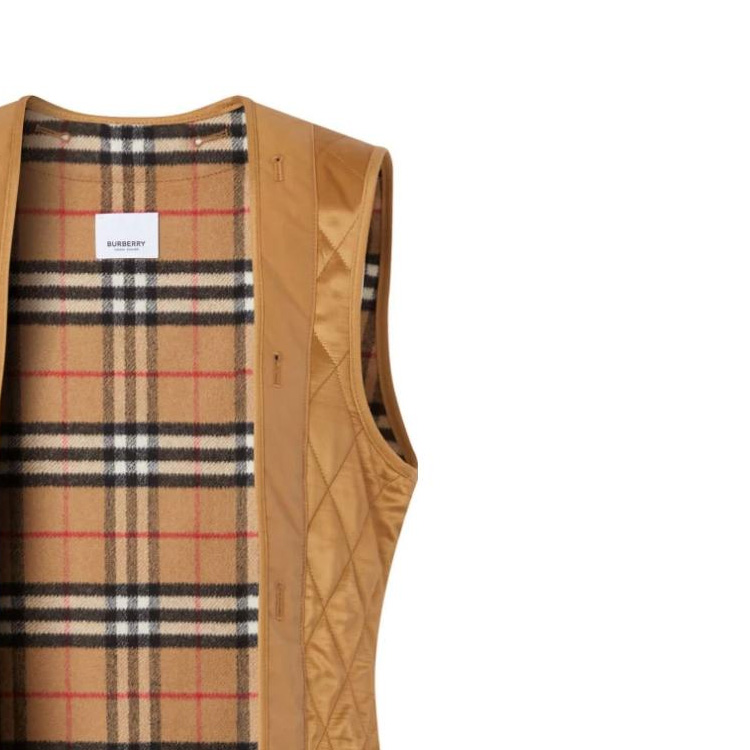 Shop (W) 버버리 SS23 퀼팅 컬러블록 체크 베스트 카키. 80247541