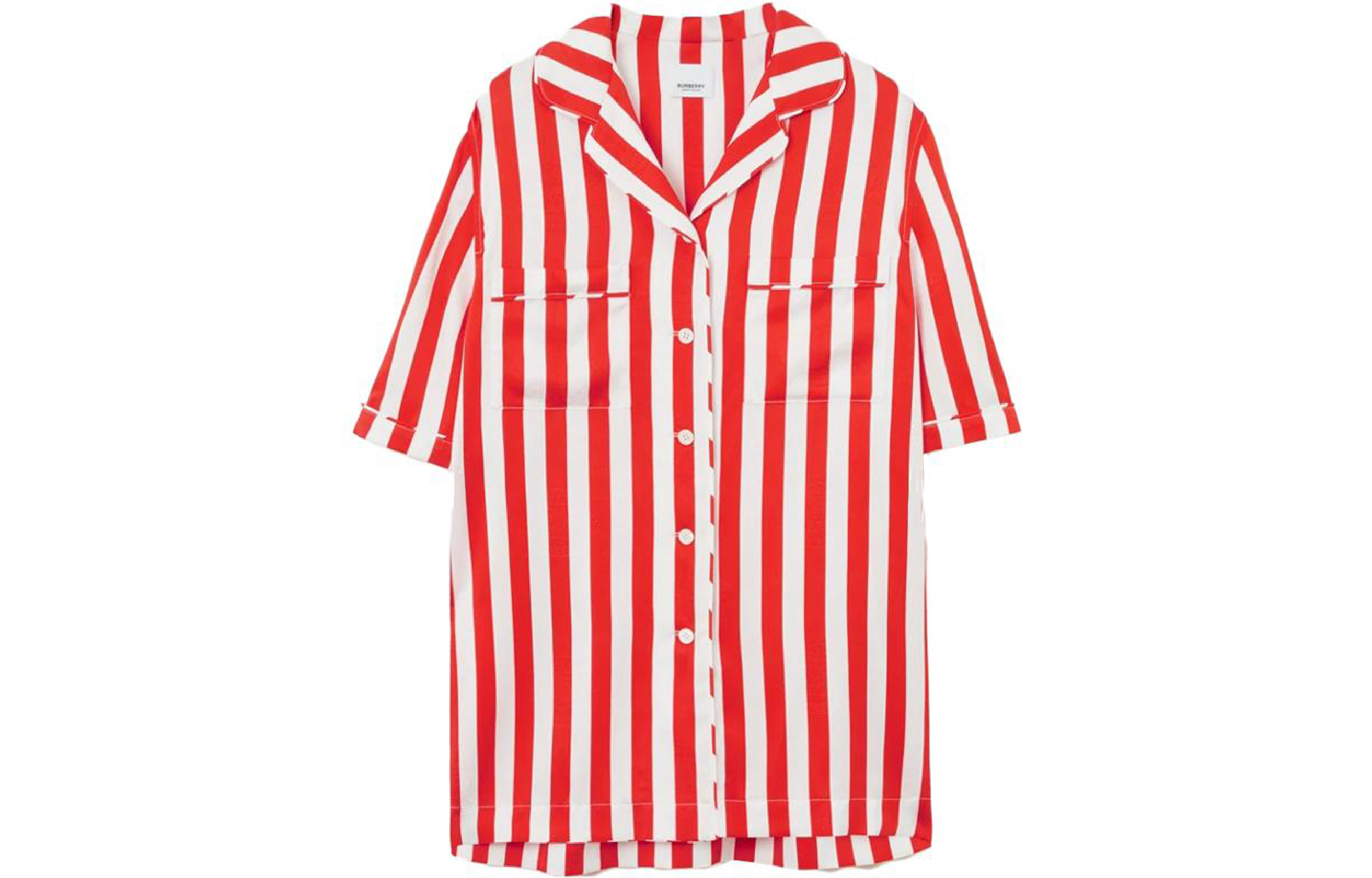 Order (W) Burberry SS23 條紋印花單排扣半袖襯衫 女款 紅色 80713331