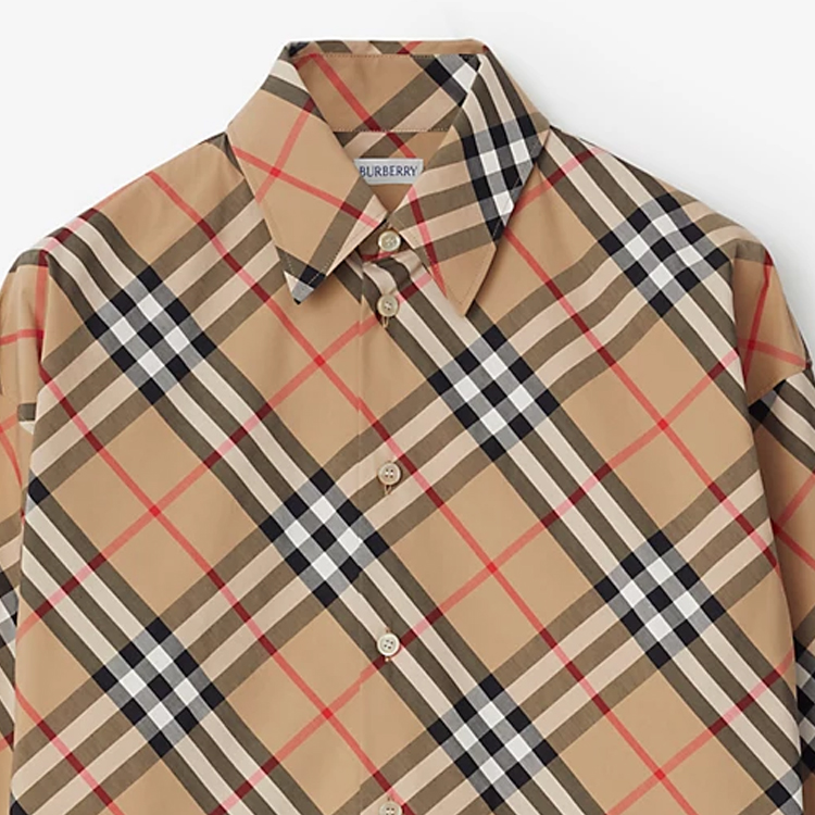 (Women) Burberry SS24  Beige Check Button-Up Long-Sleeve Casual Shirt. 80876401 圖 9
