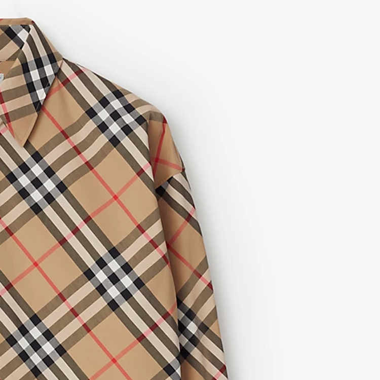 (Women) Burberry SS24  Beige Check Button-Up Long-Sleeve Casual Shirt. 80876401 圖 10
