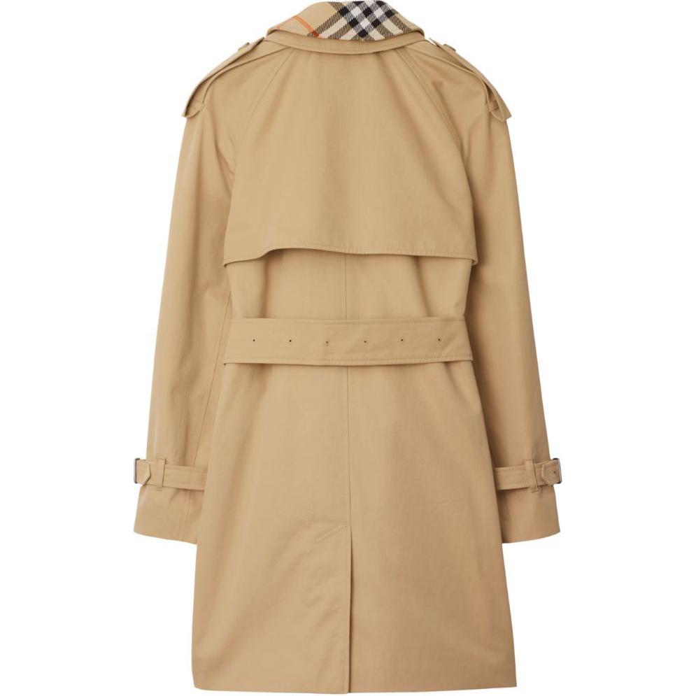Shop (W) Abrigo Largo Manga Larga Beige Cuadros Doble Botonadura Burberry SS24. 80949401