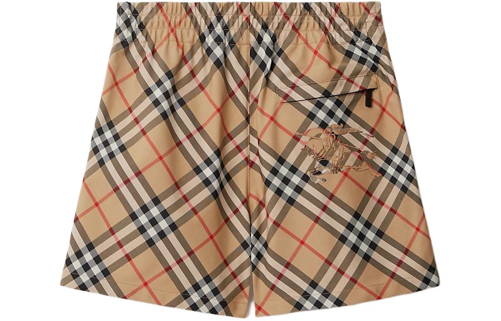 Lookbook (W) Burberry SS24 米色格紋標誌抽繩直筒短褲. 80882901