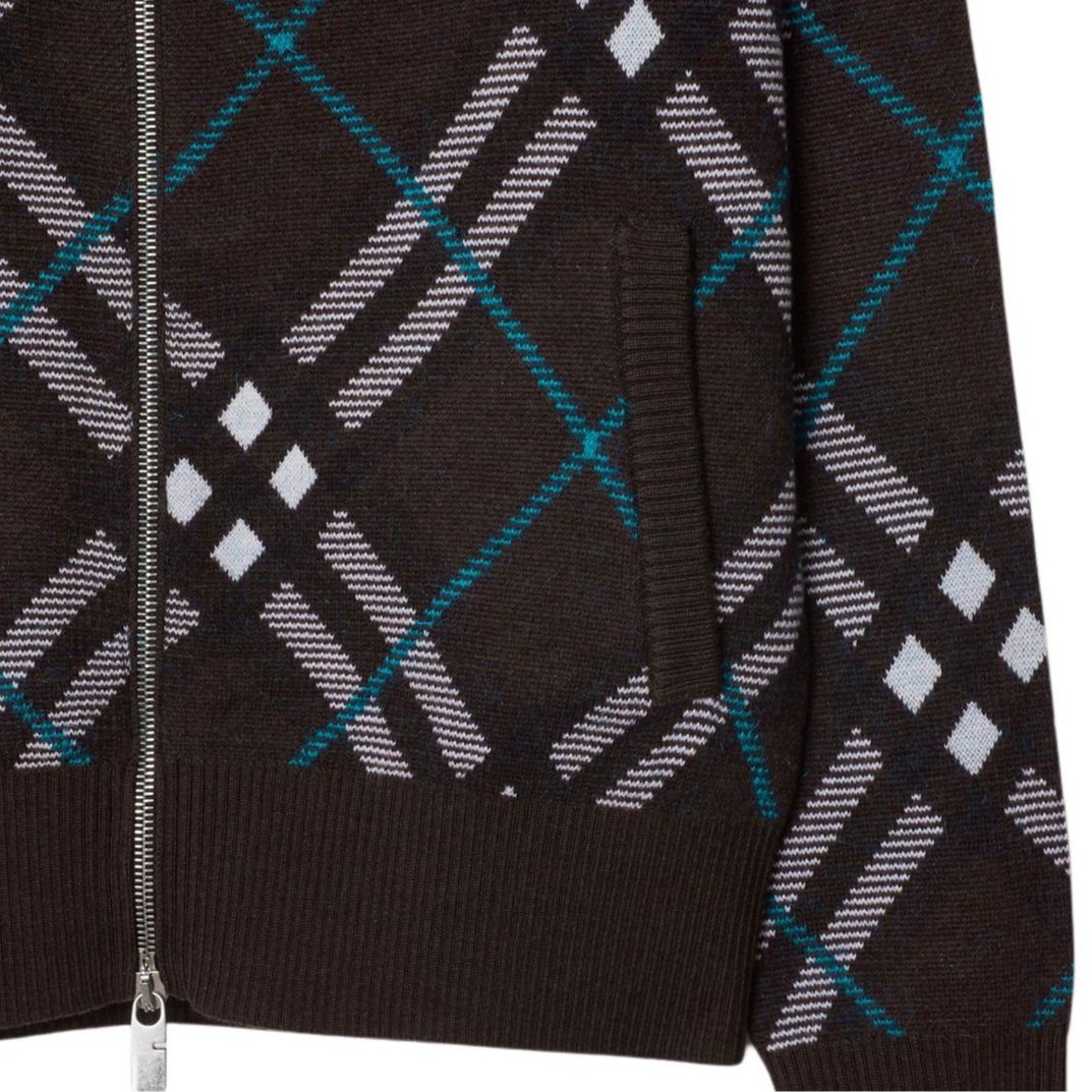 Details for (W) 버버리 SS24 블랙 체크 집업 루즈 니트 스웨터. 80950831