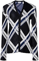 (Women) Burberry SS24 Black Color-Block Striped V-Neck Knit Cardigan 80888911 (Women) Burberry SS24 Black Color-Block Striped V-Neck Knit Cardigan 80888911