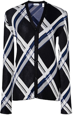 (Women) Burberry SS24 Black Color-Block Striped V-Neck Knit Cardigan 80888911 Buy (Women) Burberry SS24 Black Color-Block Striped V-Neck Knit Cardigan 80888911