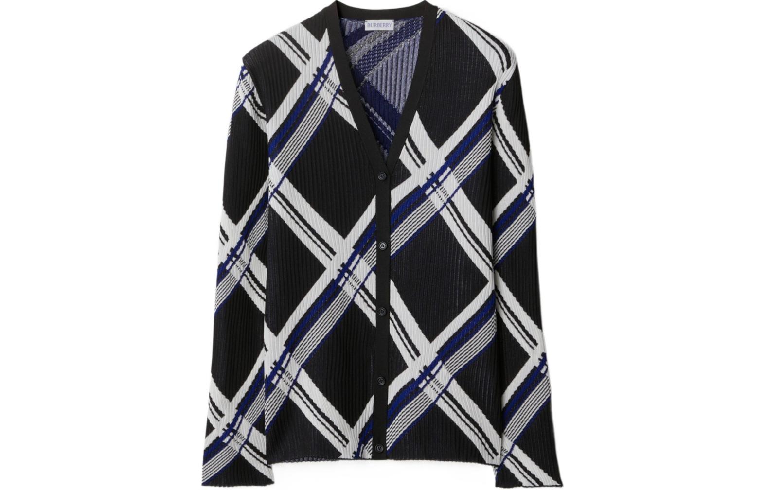 Order (Women) Burberry SS24  Black Color-Block Striped V-Neck Knit Cardigan 80888911