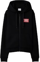 (Women) Burberry SS24 Black Hoodie with Logo Letter Appliqué and Zip. 80843541 (Women) Burberry SS24 Black Hoodie with Logo Letter Appliqué and Zip. 80843541