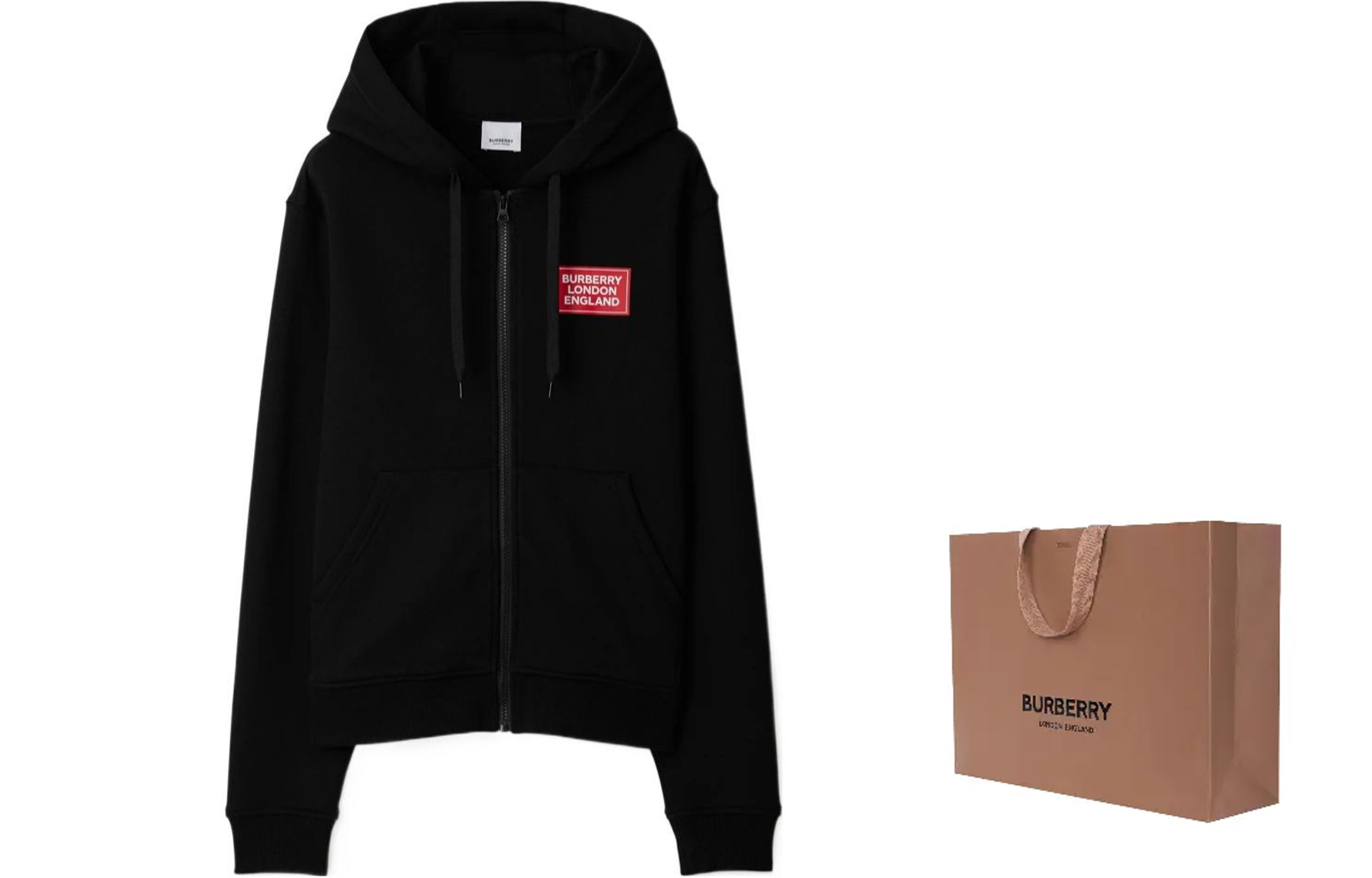 Shop (W) Sudadera Negra Burberry SS24 con Logo Apliqué y Cierre. 80843541