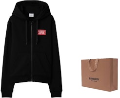 (W) Burberry SS24 Hoodie Hitam dengan Logo Appliqué dan Zip. 80843541 Shop (W) Burberry SS24 Hoodie Hitam dengan Logo Appliqué dan Zip. 80843541