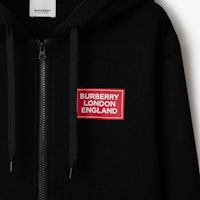 (W) Burberry SS24 Hoodie Hitam dengan Logo Appliqué dan Zip. 80843541 Purchase (W) Burberry SS24 Hoodie Hitam dengan Logo Appliqué dan Zip. 80843541