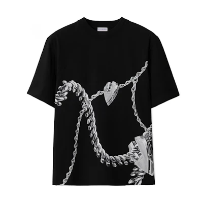 (Women) Burberry SS24 Black Jewel Print Casual Crew Neck T-Shirt 80881961