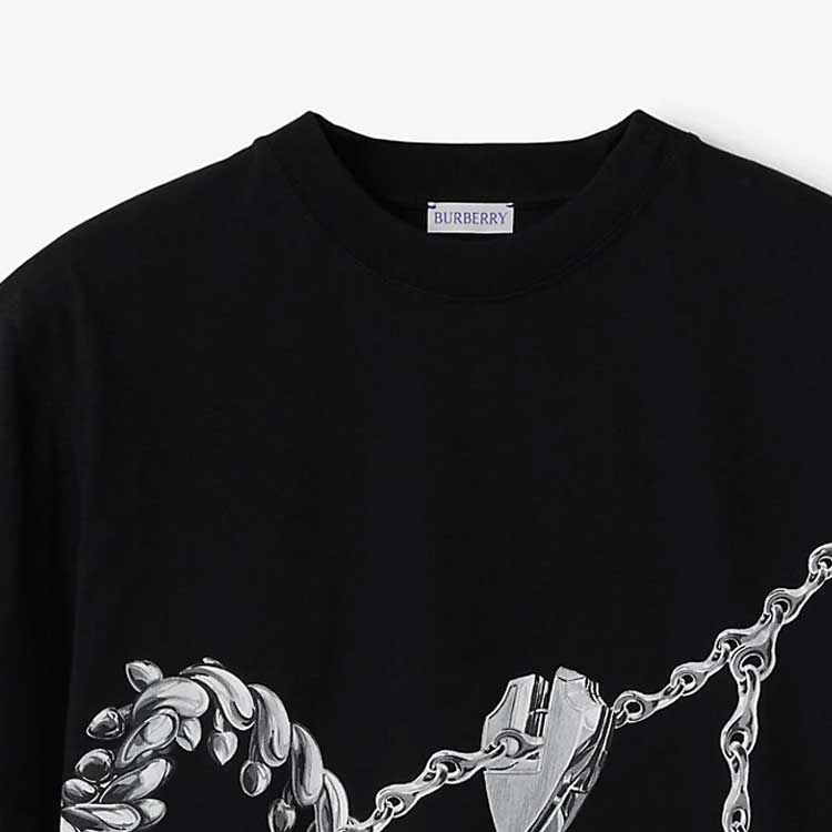 Cheap (Women) Burberry SS24  Black Jewel Print Casual Crew Neck T-Shirt 80881961