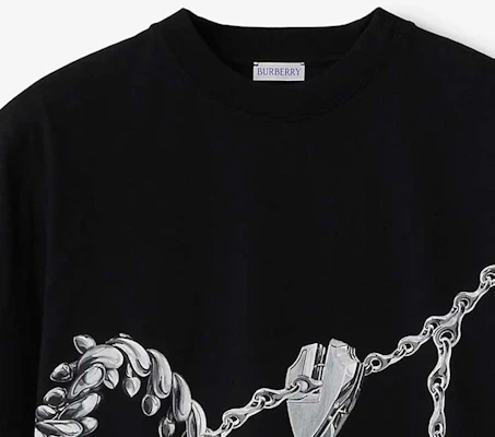 (Women) Burberry SS24 Black Jewel Print Casual Crew Neck T-Shirt 80881961 Cheap (Women) Burberry SS24 Black Jewel Print Casual Crew Neck T-Shirt 80881961