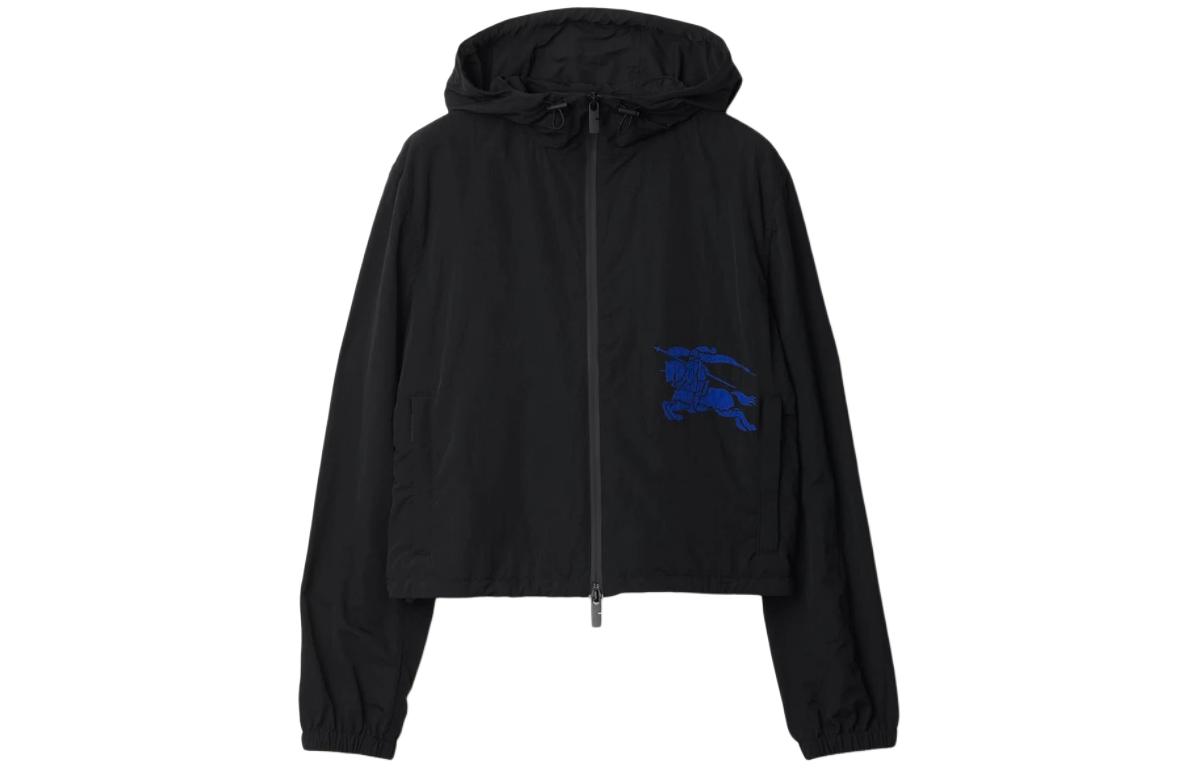 Order (W) Burberry SS24 Chaqueta Hoodie Negra con Logo Bordado y Cierre. 80850521