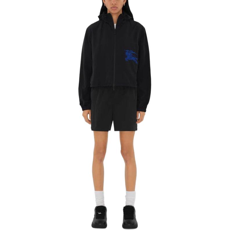 Shop (W) Burberry SS24 Chaqueta Hoodie Negra con Logo Bordado y Cierre. 80850521