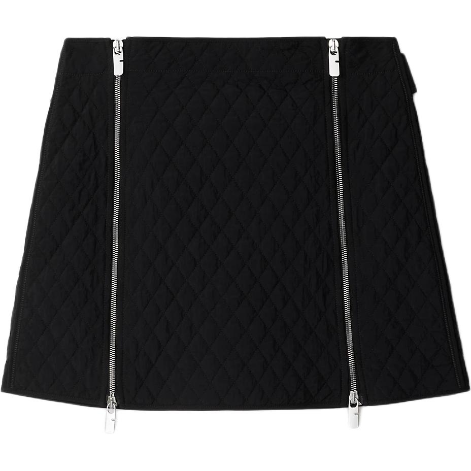 (Women) Burberry SS24  Black Mid-Waist Casual Short Skirt with Zipper. 80955881