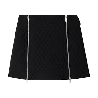 (Women) Burberry SS24 Black Mid-Waist Casual Short Skirt with Zipper. 80955881
