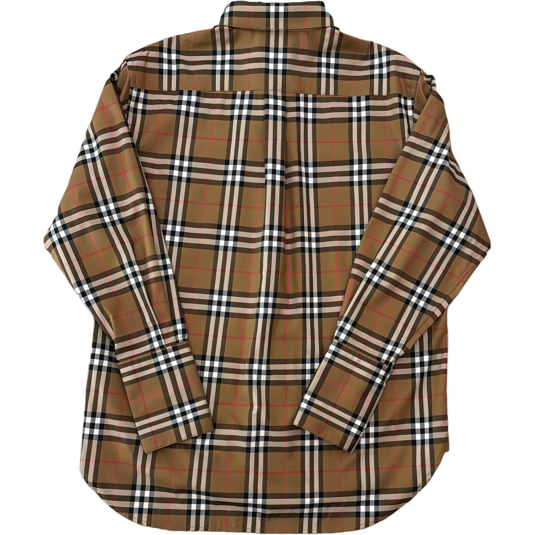 Lookbook (Women) Burberry SS24  Brown Check Print Long Sleeve Collared Shirt. 80843101