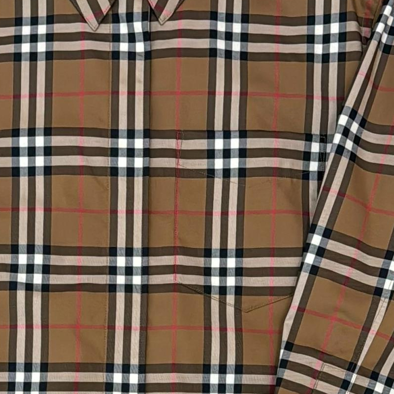Sizing (Women) Burberry SS24  Brown Check Print Long Sleeve Collared Shirt. 80843101