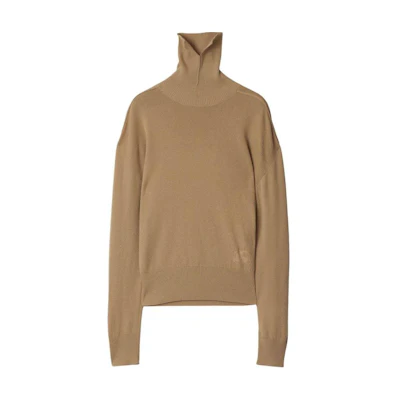 (Women) Burberry SS24 Brown Turtleneck Sweater with Logo Embroidery. 80951151