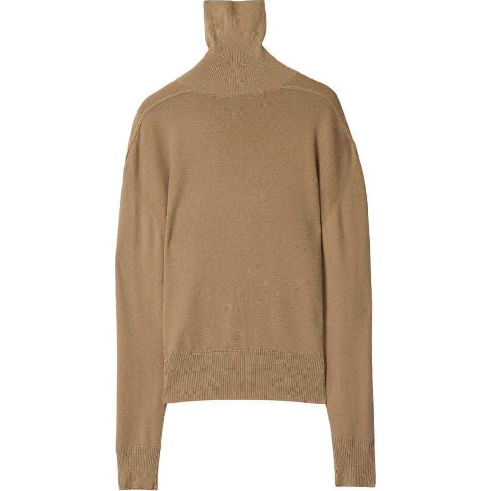 Lookbook (Women) Burberry SS24  Brown Turtleneck Sweater with Logo Embroidery. 80951151
