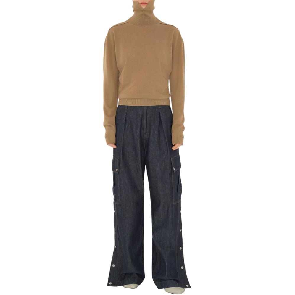 Shop (Women) Burberry SS24  Brown Turtleneck Sweater with Logo Embroidery. 80951151