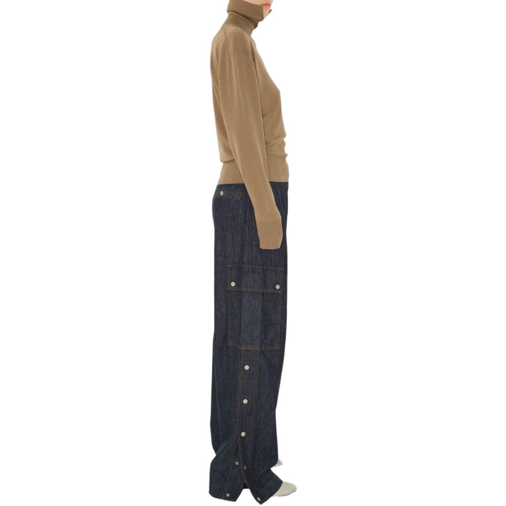 Details for (Women) Burberry SS24  Brown Turtleneck Sweater with Logo Embroidery. 80951151