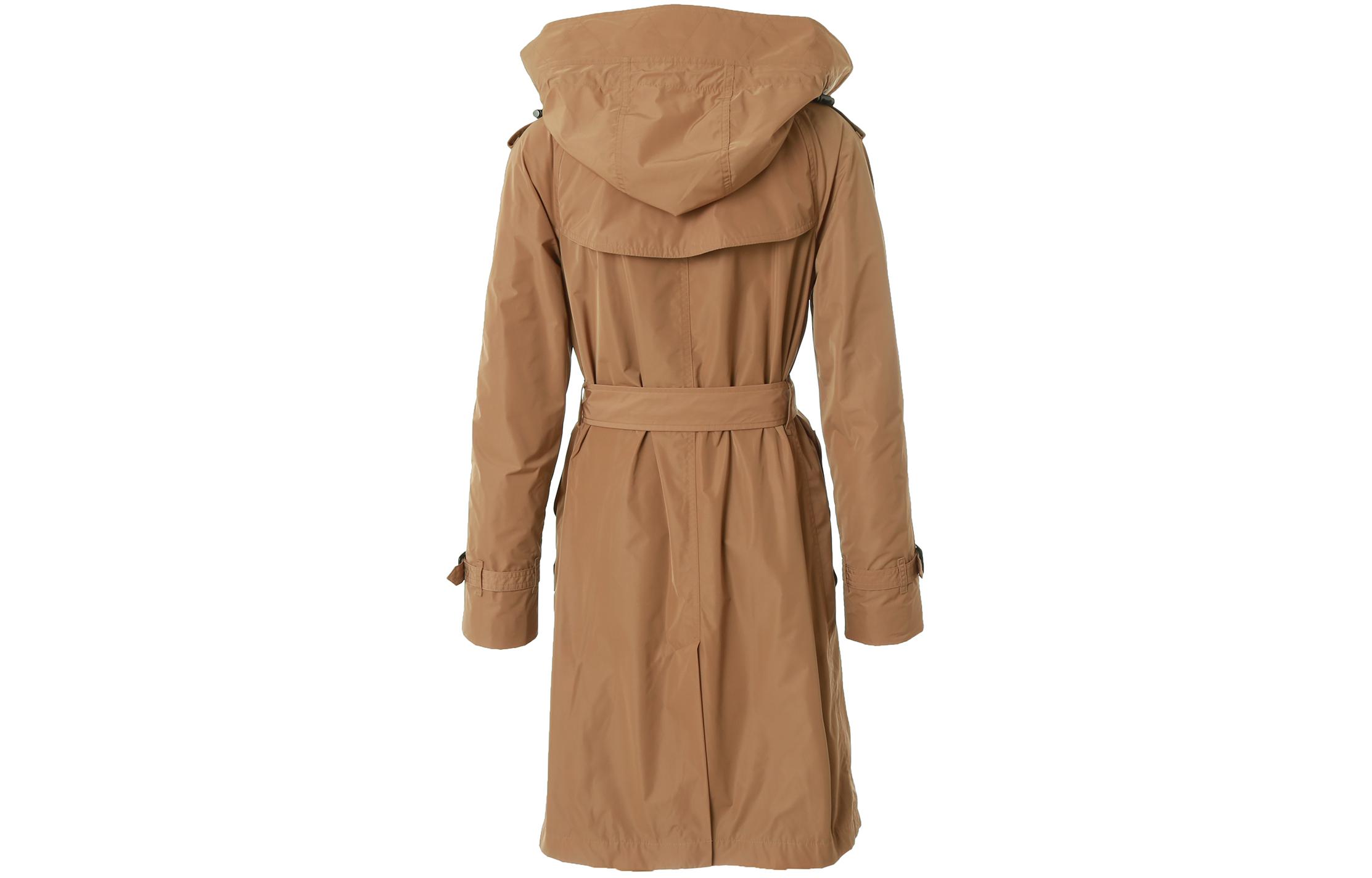 Lookbook (W) Abrigo Burberry SS24 Camel Gabardina Largo Doble Botonadura con Capucha. 80735071