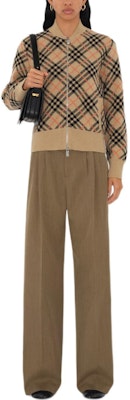 (Women) Burberry SS24 Cashmere Check Zip Baseball Sweater Beige. 80998811 Lookbook (Women) Burberry SS24 Cashmere Check Zip Baseball Sweater Beige. 80998811