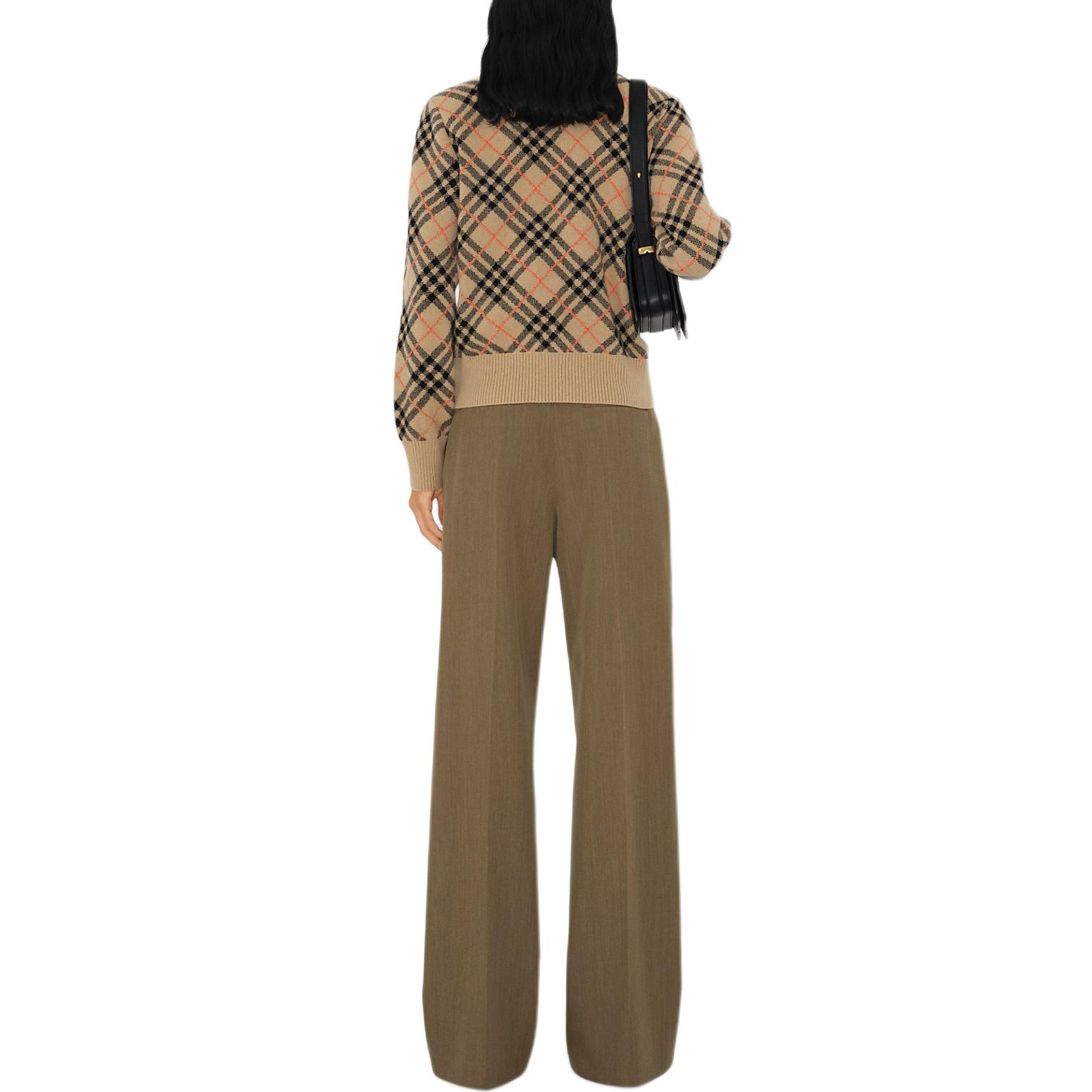 Shop (Women) Burberry SS24  Cashmere Check Zip Baseball Sweater Beige. 80998811