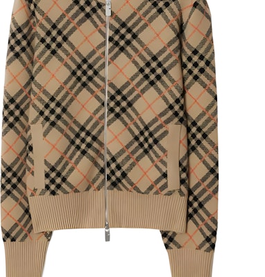 (Women) Burberry SS24 Cashmere Check Zip Baseball Sweater Beige. 80998811 Sizing (Women) Burberry SS24 Cashmere Check Zip Baseball Sweater Beige. 80998811