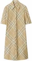 (Women) Burberry SS24 Check Short-Sleeve Shirt Dress in Linen Beige. 80835471 (Women) Burberry SS24 Check Short-Sleeve Shirt Dress in Linen Beige. 80835471