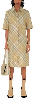 (W) Vestido Camisero Burberry SS24 a Cuadros de Manga Corta en Beige Lino. 80835471 Shop (W) Vestido Camisero Burberry SS24 a Cuadros de Manga Corta en Beige Lino. 80835471