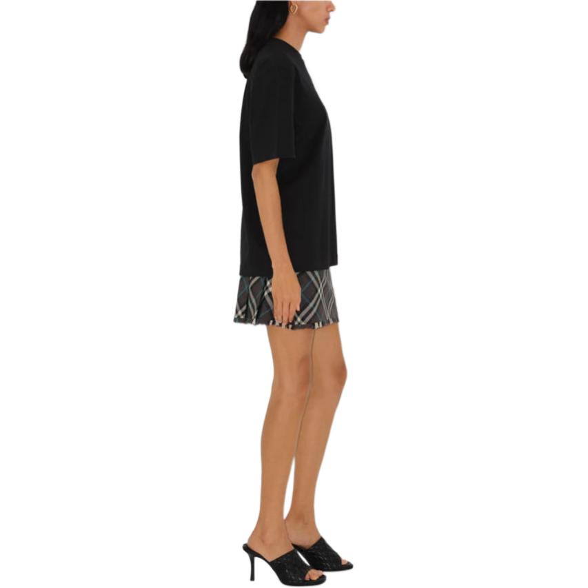 Purchase (W) Burberry SS24 Camiseta Negra Logo Aterciopelado Cuello Redondo. 80982041