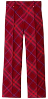 (Women) Burberry SS24 Colorblock Plaid Straight-Leg Casual Pants - Crimson Red 80774731 (Women) Burberry SS24 Colorblock Plaid Straight-Leg Casual Pants - Crimson Red 80774731