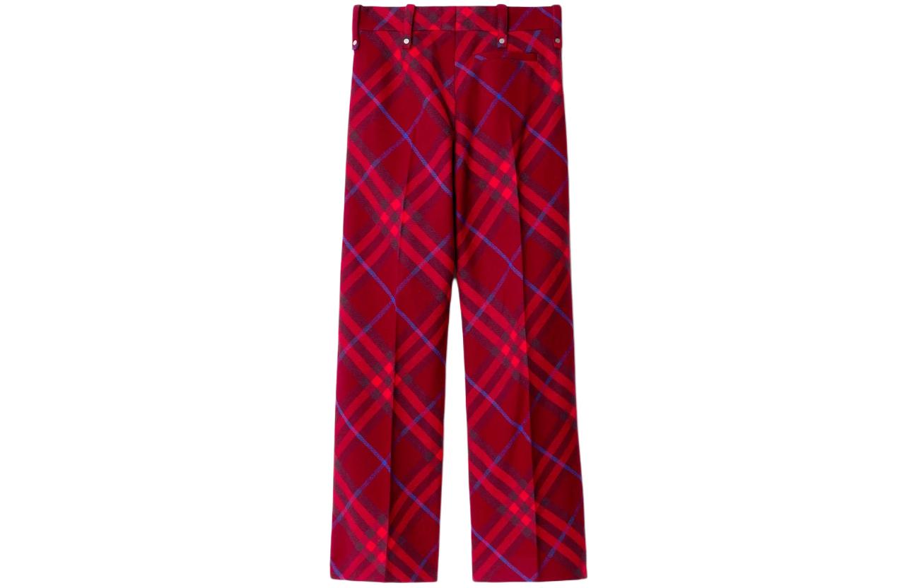 Lookbook (W) Burberry SS24 Seluar Santai Lurus Colorblock Plaid - Merah Crimson 80774731