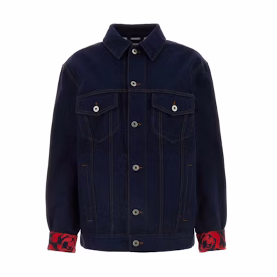 (Women) Burberry SS24 Dark Blue Denim Jacket with Pockets and Single-Breasted Design. 80807691