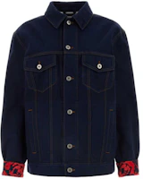 Order (W) Burberry SS24 Jaket Denim Biru Gelap Berpoket dan Reka Bentuk Single-Breasted. 80807691