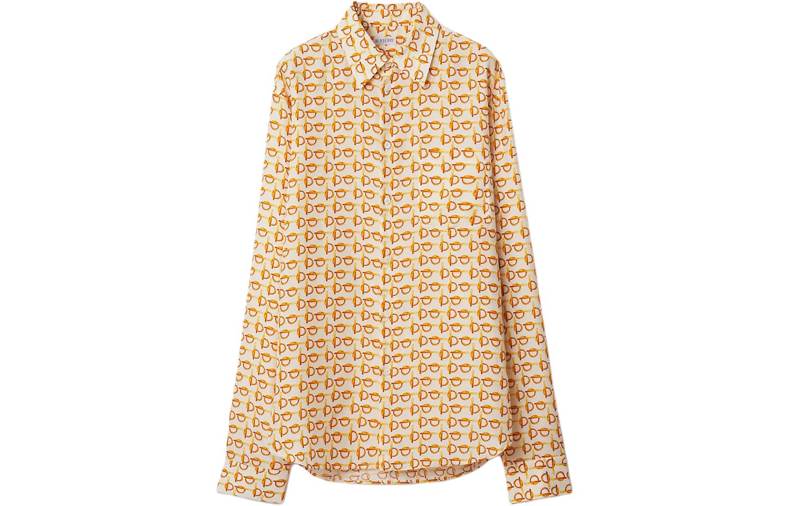 (Women) Burberry SS24  Gold Letter Logo Print Long-Sleeve Button-Up Shirt 80907311 圖 2