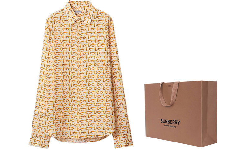 (Women) Burberry SS24  Gold Letter Logo Print Long-Sleeve Button-Up Shirt 80907311 圖 4