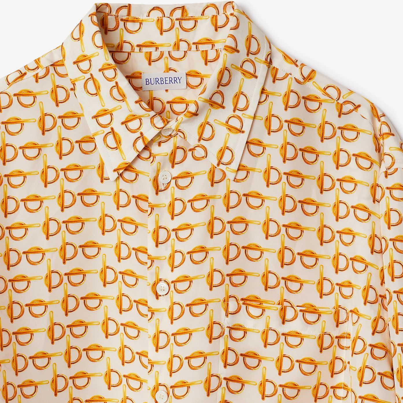 (Women) Burberry SS24  Gold Letter Logo Print Long-Sleeve Button-Up Shirt 80907311 圖 9