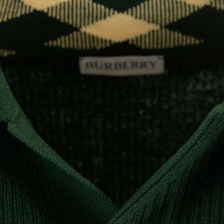 Purchase (Women) Burberry SS24  Green Check Knit Polo Shirt Short Sleeve Casual Style. 80831111